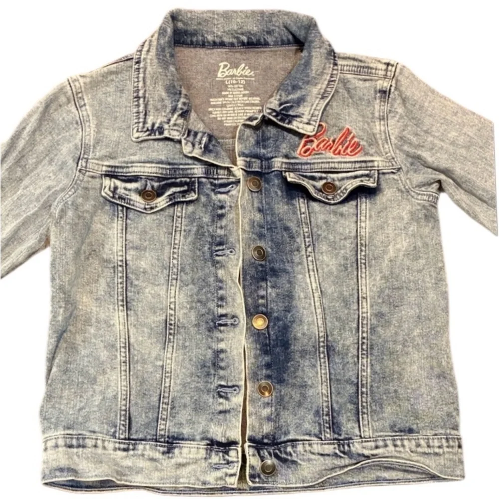 Barbie Denim Jean Jacket Acid Washed Girl Revolution Girls Size 10-12